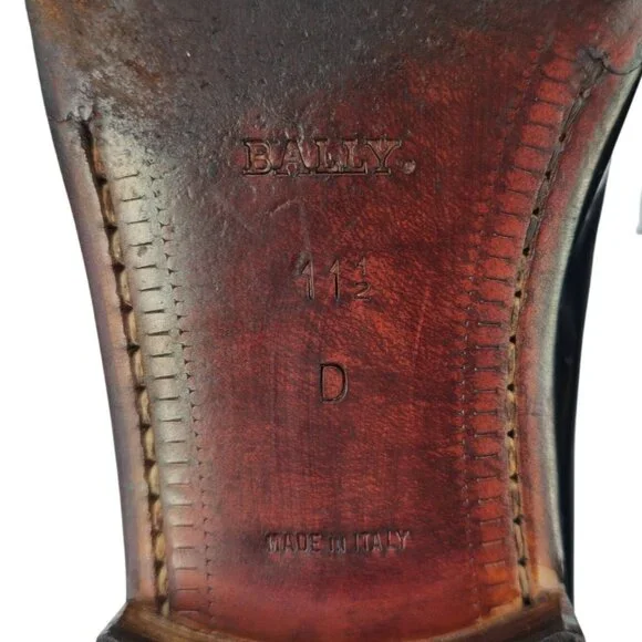 Vintage Bally Italy Navy Blue Leather Dress Shoes Mens 11.5 Penny Loafers Morris - Picture 9 of 11